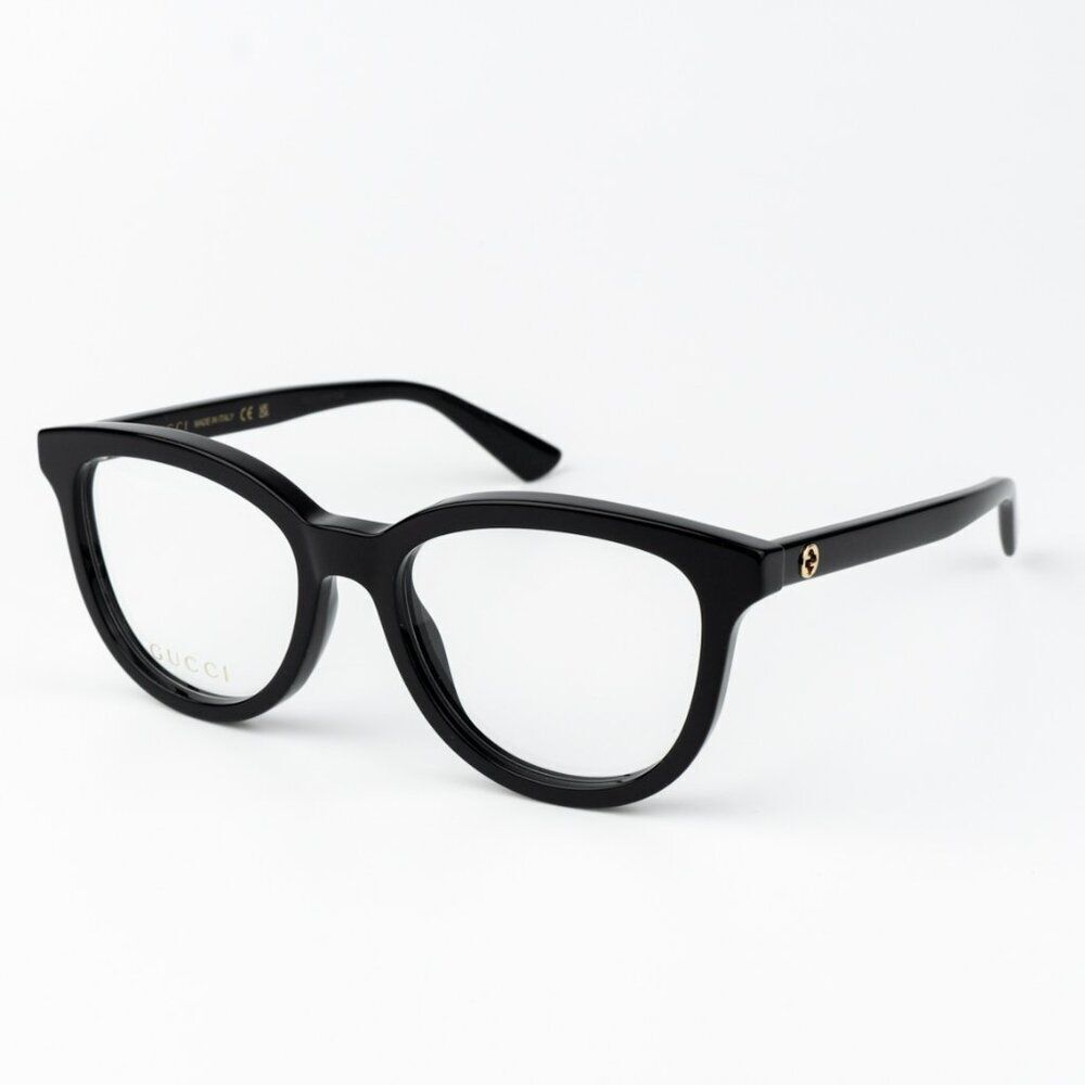 Gucci Black Cat-Eye Acetate Glasses with Gold Accent
